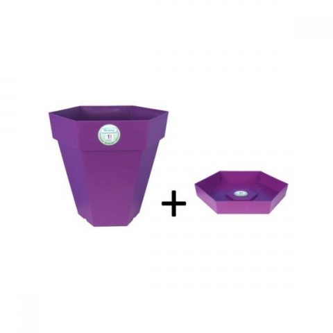 Pot et soucoupe hexaline diametre 30cm h27cm - riviera - Coloris au choix