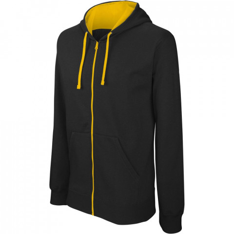 Sweat-shirt zippé capuche contrastée kariban homme - Coloris et taille au choix