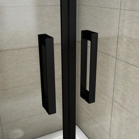 Porte de douche noir en verre anticalcaire 8 mm - 2 portes pivotantes - Dimensions au choix