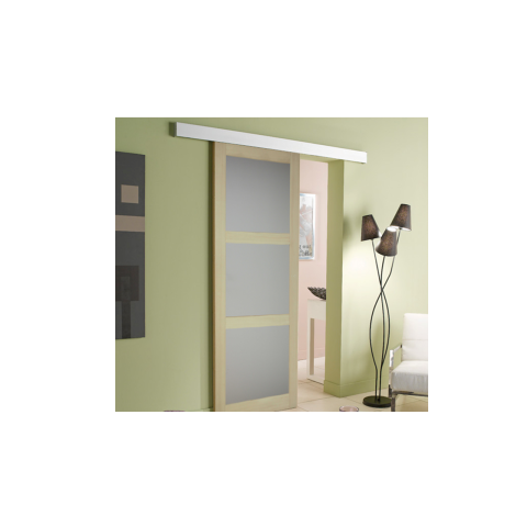 Porte coulissante "ayous" vitrages dépoli h204 x l83 + rail alu + 2 coquilles - gd menuiseries