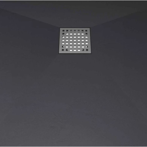 Receveur de douche Noir Effet Pierre 90x90 cm et grille décor perforée en Inox - ROCK 2 Aurlane - FAC1072