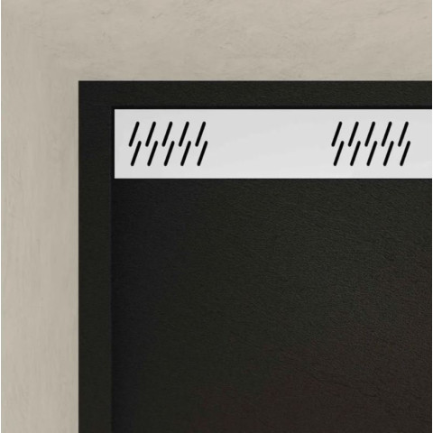 Receveur en acrylique Noir effet pierre 90x120x4 cm + Grilles linéaires chrome et blanche mate - METEORA Aurlane - PACR306