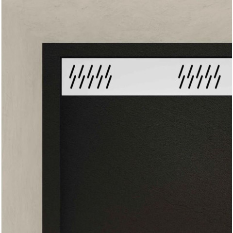 Receveur en acrylique Noir effet pierre 90x140x5 cm + Grilles linéaires chrome et Blanche mate - METEORA Aurlane - PACR310