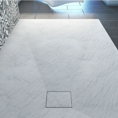 Receveur à poser en matériaux composite SMC - Finition ardoise blanc mat - 90×140 cm Aurlane - FAC204