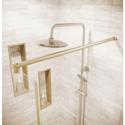Retour pour porte de douche 90x180 cm verre trempe 5mm - Finition Or Brossé - GOLD ELEMENTARY Aurlane - FAC1100