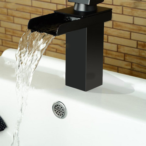 Robinet lavabo mitigeur moderne en laiton massif et noir solide
