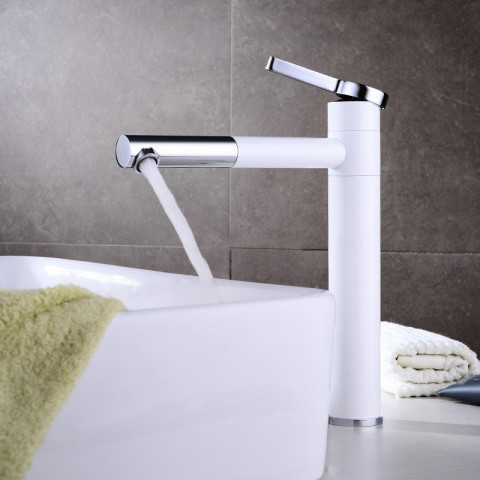 Robinet lavabo surélevé moderne blanc