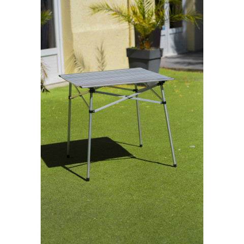 Table à lattes en aluminium o'camp avec housse de transport - structure pliable pour le rangement