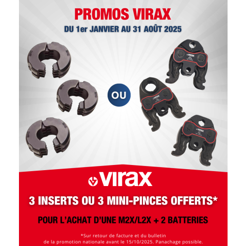 Sertisseuse L2X Virax + pince mère + 2 batteries + inserts au choix
