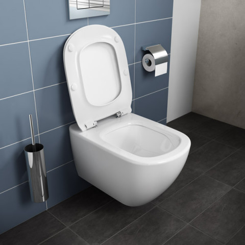 Ensemble cuvette WC suspendue Tési technologie AquaBlade® + abattant frein de chute Ideal Standard T354601 blanc
