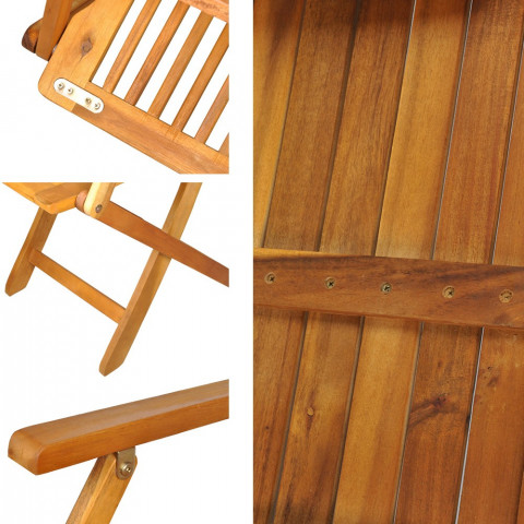 Salon de jardin en bois naturel huilé 1 table + 6 chaises