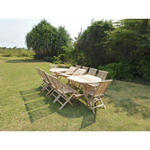 Salon de jardin en teck henua 10 chaises