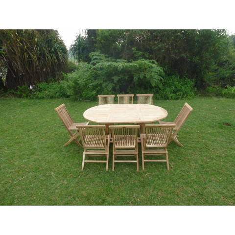 Ensemble de jardin en teck premium sawah 8 chaises jenae