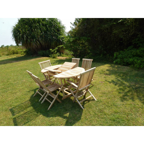 Ensemble salon de jardin en teck solo 4 chaises 2 fauteuils