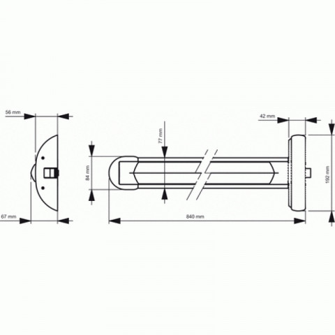 Serrures antipanique touch-bar tp 100 coupe-feu 1 point latéral