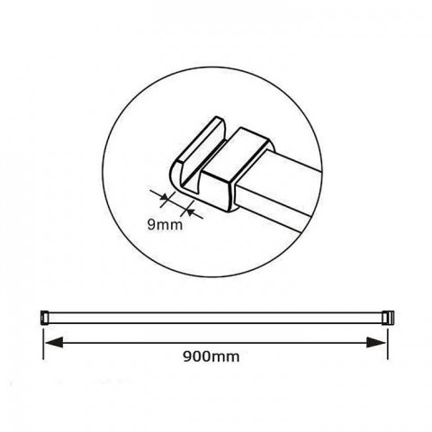 Paroi de douche à l'italienne noir mat en verre anticalcaire 8 mm avec barre de fixation 90 cm - Dimensions au choix