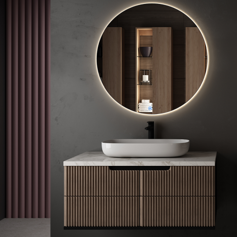 Miroir rond éclairage led de salle de bain solen avec interrupteur tactile - 70cm