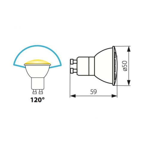 Spot led gu10 tricolor 5 watt (eq. 35 watt) - 120°