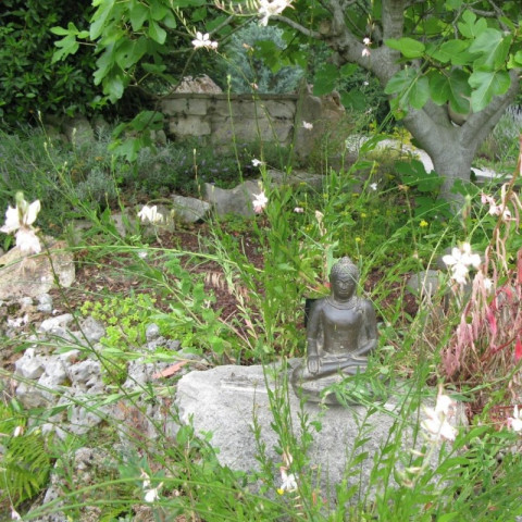 Statuette bouddha appel de la terre à témoin 30 cm - gris anthracite  30 cm - gris anthracite