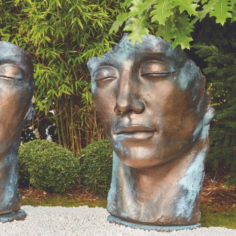 Statue visage homme extérieur grand format - 115 cm - Couleur au choix