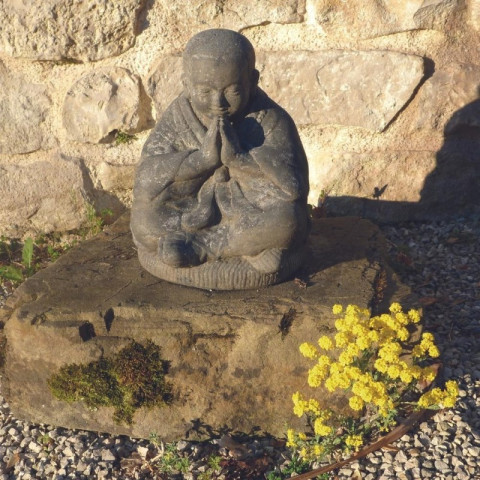 Statuette jardin moine assis 20 cm - gris  20 cm - gris