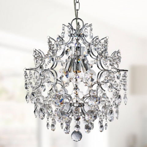 Suspension 3 ampoules harrietta, en chrome et cristal