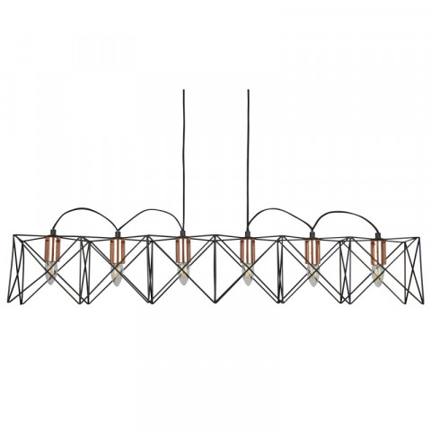 Suspension anthea, noir et cuivre, 6 ampoules