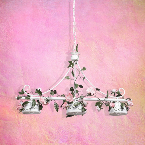 Suspension blanche flora 3 ampoules 130 cm
