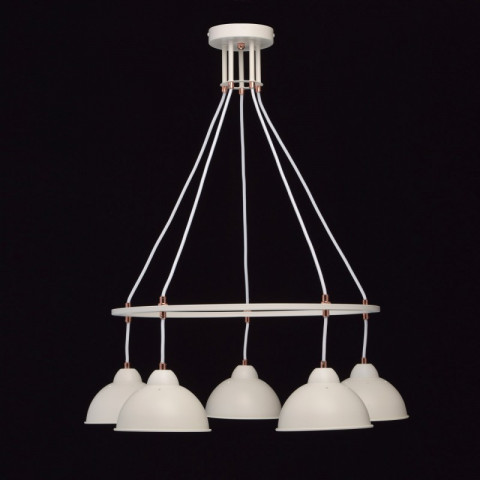 Suspension blanche loft 5 ampoules 77 cm