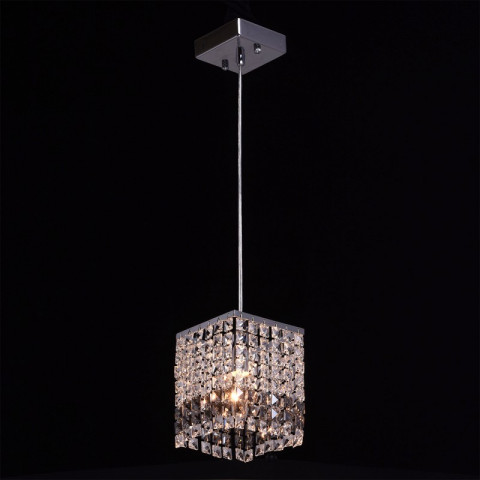 Suspension chromée crystal 1 ampoule 90 cm