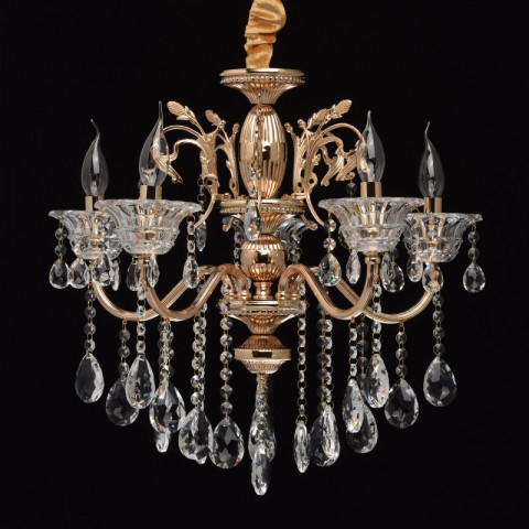 Suspension dorée crystal 5 ampoules 100 cm