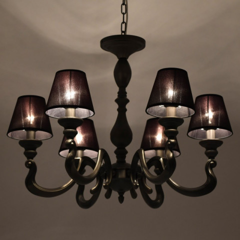 Suspension grise neoclassic 6 ampoules 97 cm