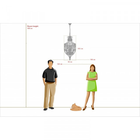 Suspension marron country 9 ampoules 210 cm