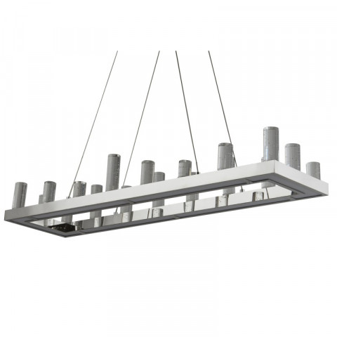 Suspension modern, chrome et acrylique, rectangulaire