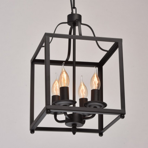 Suspension noire loft 4 ampoules 100 cm