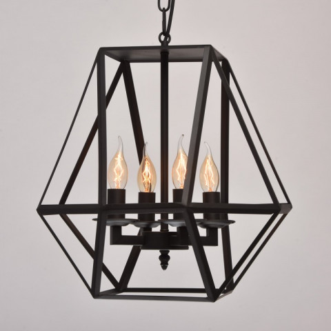 Suspension noire loft 4 ampoules 105 cm