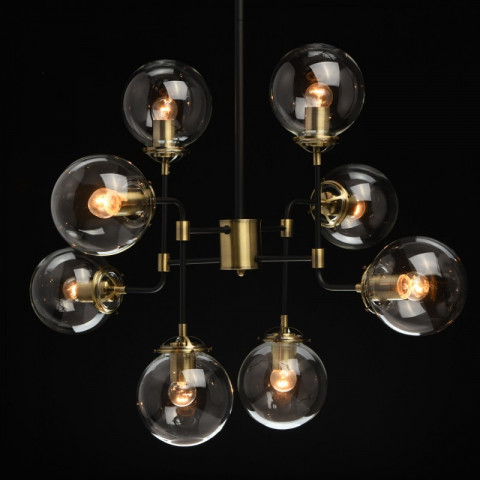 Suspension noire loft 8 ampoules 143 cm