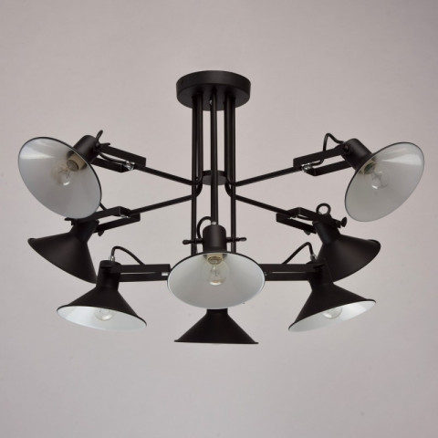 Suspension noire loft 8 ampoules 45 cm