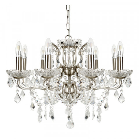 Suspension paris, argent satiné et cristal, 8 ampoules