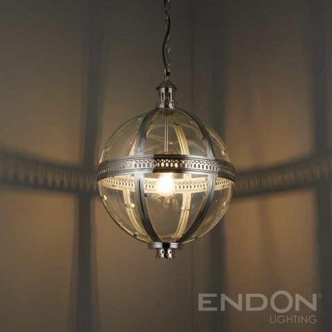 Suspension vienna, nickel et verre, 41 cm
