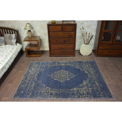 Tapis drop jasmine 455 bleu foncé - Dimension au choix