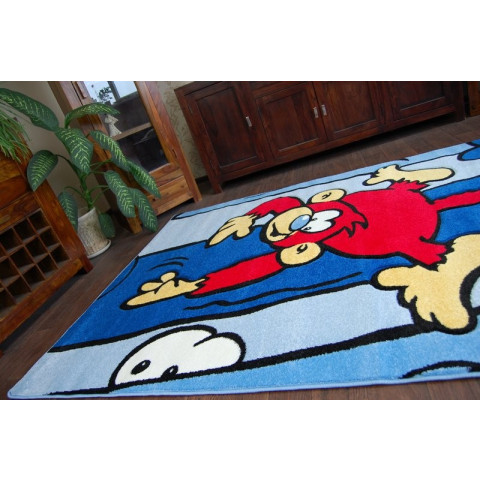 Tapis enfant joyeux c176 bleu singe - Dimension au choix