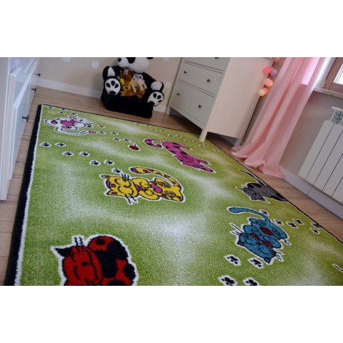 Tapis kids chats vert c428 - Dimension au choix