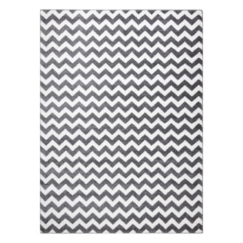 Tapis sketch - f561 gris et blanc - zigzag - Dimension au choix