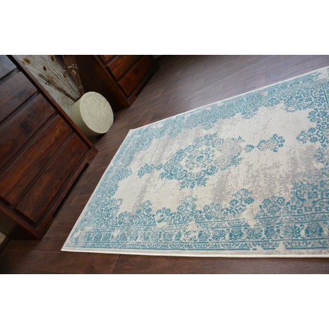 Tapis vintage rosette 22206/064 turquois / gris - Dimension au choix