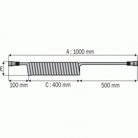 Tuyau spiralé air comprimé pus 66, diamètre du tube 65x10 mm, longueur travail 6 m