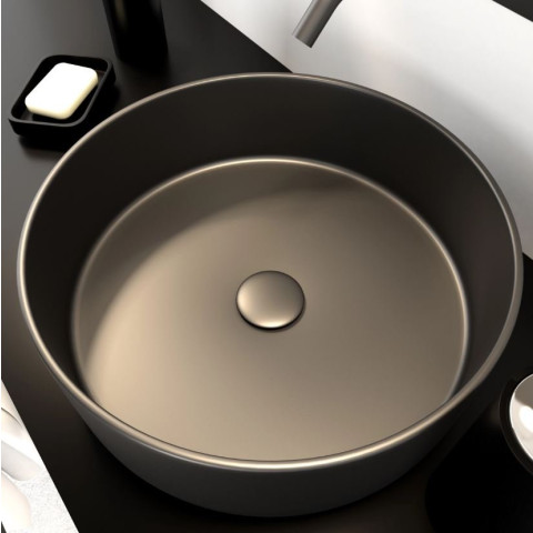 Vasque à poser ronde en céramique noire Ø36cm - Hauteur 11,5cm - ROUNDY DARK Aurlane - VAS041