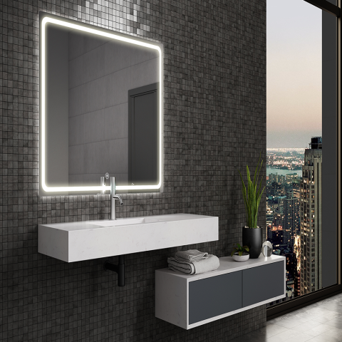 Miroir éclairage led de salle de bain veldi avec interrupteur tactile - 60x80cm