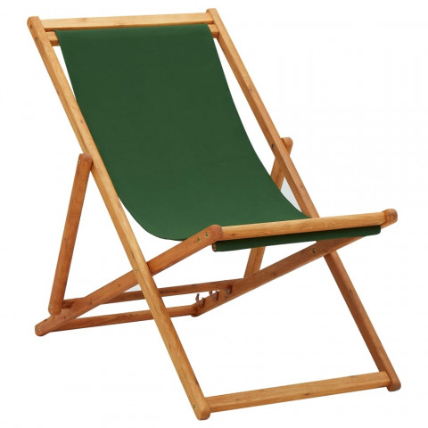 Chaise pliable de plage bois d'eucalyptus et tissu - Couleur au choix