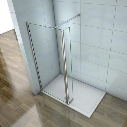 AICA paroi de douche 30x200cm paroi lat/érale /à litalienne en 8mm verre anticalcaire avec barre de fixation 450mm